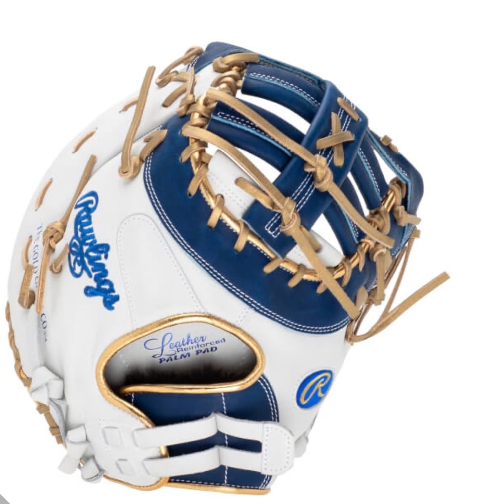 Rawlings Blue and White girls softball glove first base. Lefty